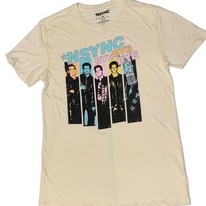 Unisex Adult Med NSYNC BYE BYE BYE T-SHIRT off-white pink retro 90s boy band NEW